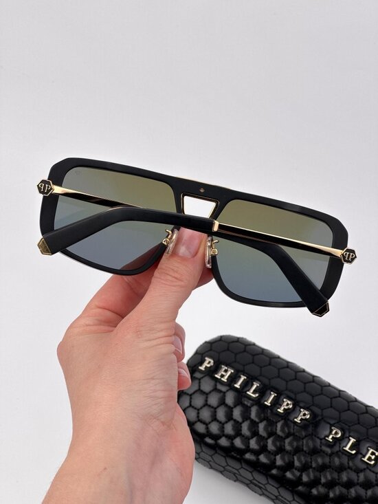 Philipp Plein Women’s Sunglasses Black Smoke Rainbow Mirror Pilot SPP008M 703V main image 13